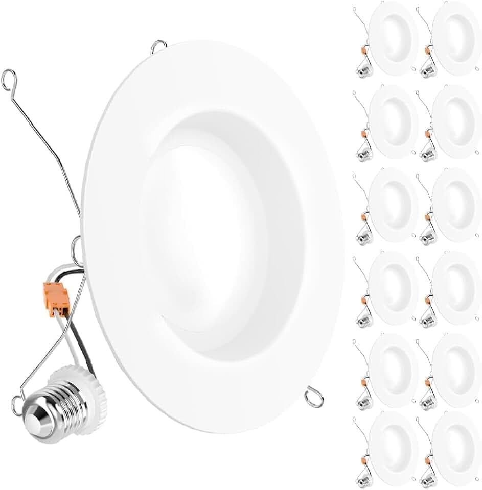 Sunco 12 Pack 6 Inch LED Can Lights, Retrofit Recessed Lighting, Smooth Trim, 965 LM, 13W (75W Equivalent), 3000K Warm White, Dimmable, Damp Rated UL.