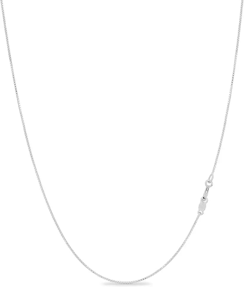KEZEF 925 Sterling Silver Box Chain Necklace for Women, 0.7mm
