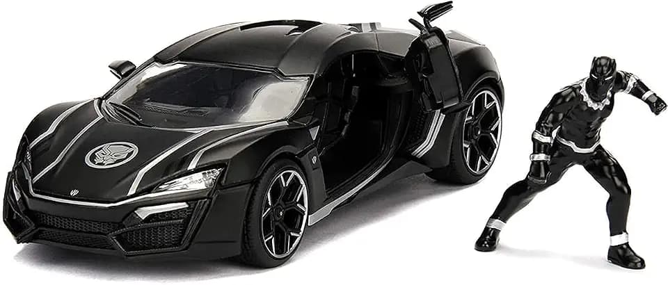 Jada Toys Marvel Black Panther & Lykan Hypersport Die-cast Car, 1:24 ScaleVehicle & 2.75 Collectible Figurine, (99723)