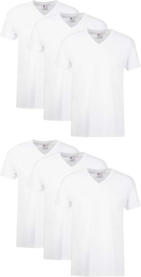 Hanes Men's Undershirts T-Shirt Pack, V-Neck Cotton Tees for Men, Moisture-Wicking, Odor Control, White Multi-Pack