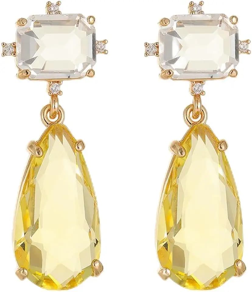 Crystal Drop Earrings, Faceted Gemstone Studs, Elegant Jewelry for Women, Multiple Color Styles,Teardrop Earrings Blue and Green Dangle Earrings Elegant Earrings for Prom