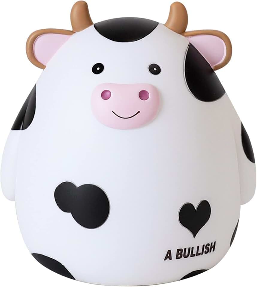 Kuh Sparschwein, Kawaii Münzschwein Hohe Kapazität Spardose Geschenk, Weiß