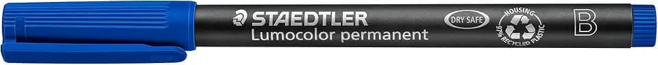 STAEDTLER Lumocolor Permanent Pen 314-3 Broad 1.0/2.5mm Line - Blue (Pack of 10), box of 10 (314-3 VE)