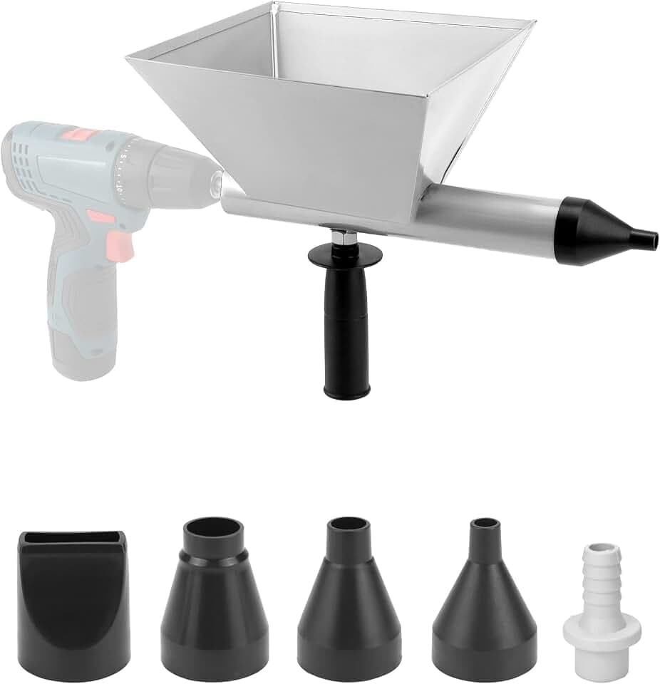 QWORK® Elektrische Fugenpistole für Mörtel, Elektrische Mörtelspritze Mörtelpresse mit 4 Verschiedenen Düsen (Ganzmetall)