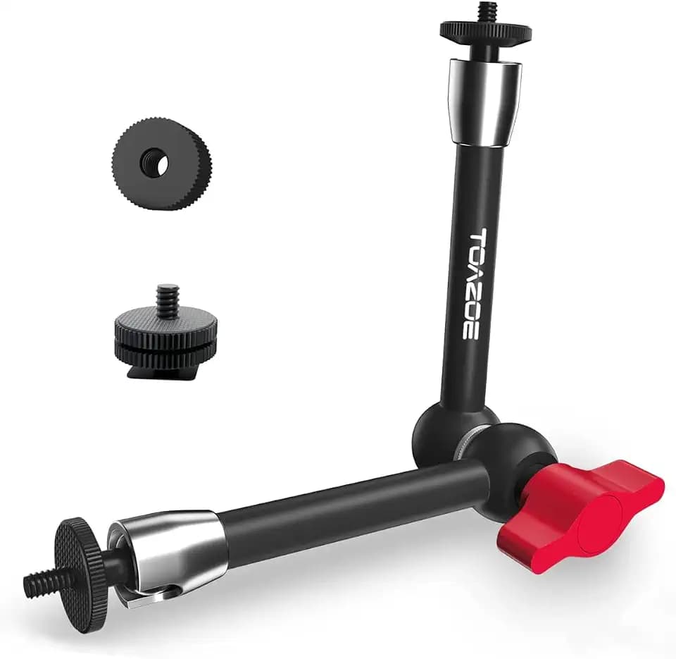 Adjustable Magic Arm, TOAZOE 11 Inch/28 cm Articulating Friction Arm Camera Mount with Both 1/4" Thread Screw Compatible with Camera, LCD Monitor, Fill Light,Flash LED Light