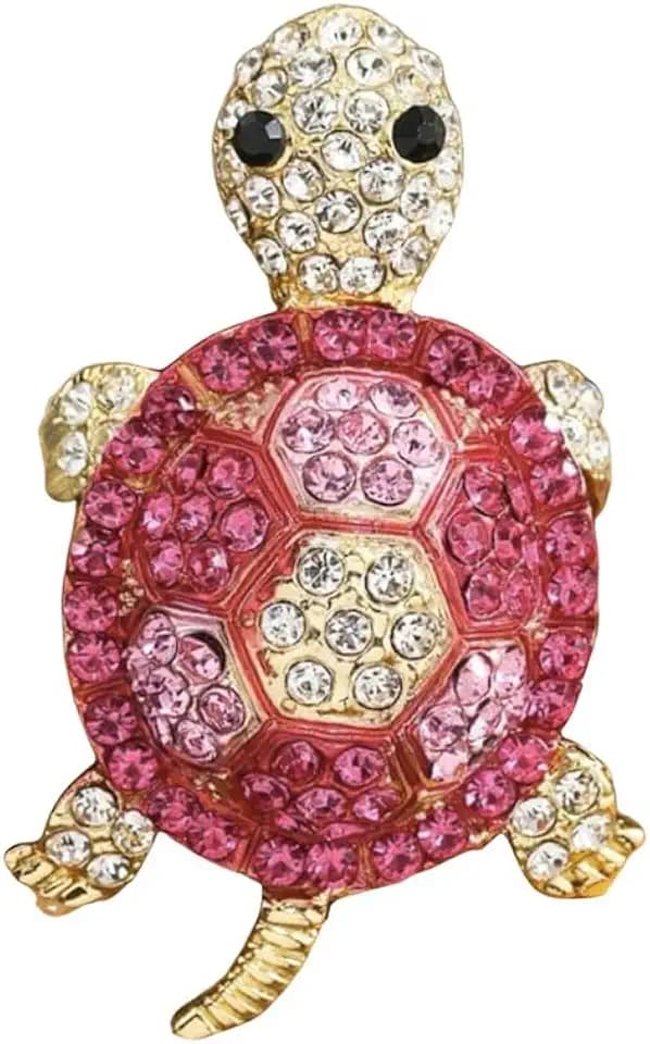 Cute Turtle Rhinestones Brooch Pin Lovely Gold Plated Crystal Animals Lapel Pin for Dresses Suit Clothes Accessories Hat Bag for Seaside Beach Holiday Daughter Fashion Jewelry