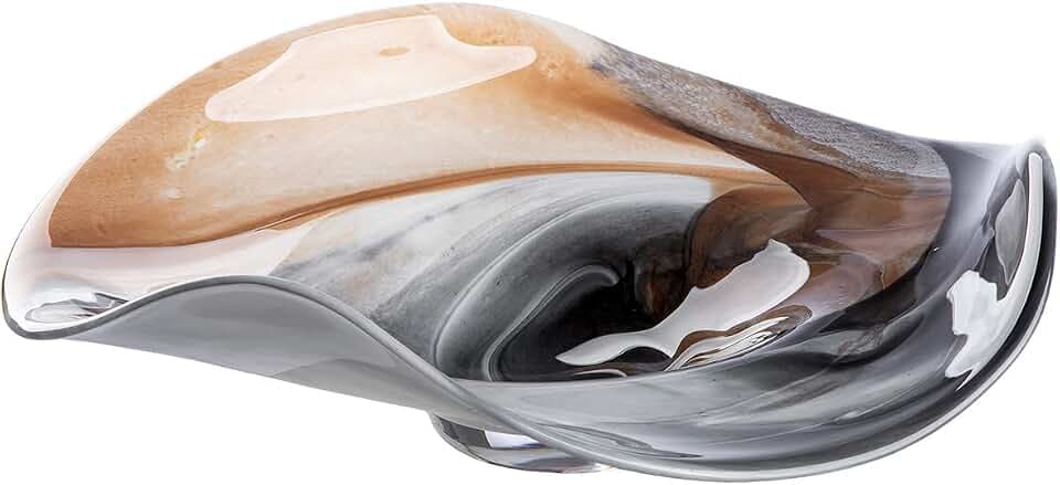 GILDE Glas Deko Schale Draga braun – Marmoroptik Dekoschale Ø 46 cm