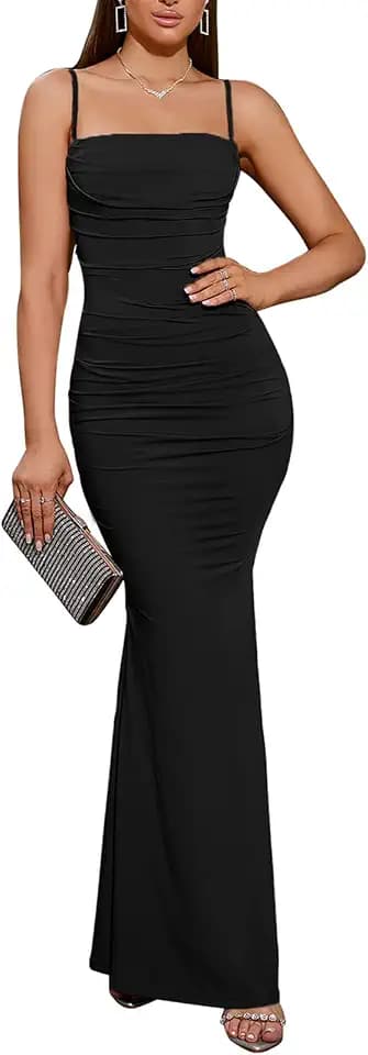 EYNMIN Women's Corset Maxi Long Formal Wedding Guest Cocktail Dresses