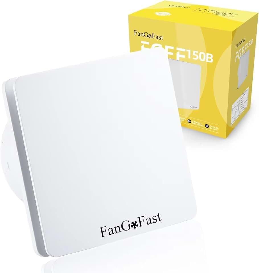 FanGoFast Badlüfter 150mm, Badezimmer Abluftventilator Leiser mit Rücklaufklappe, Weiß Wandventilator Fensterventilator für Küche Bad Gewächshaus Garage
