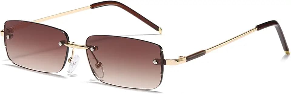 Rahmenlose Rechteckige Leichtfassung Sonnenbrille Damen Herren UV400
