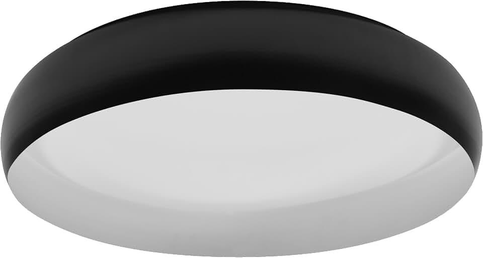 LEDVANCE ORBIS Livia LED-Deckenleuchte mit Metallring, schwarz-weiß, 36W, 2400lm, 3000K, 520mm, 830 freundliches Warmweiß, durch Klicken in 3-Stufen dimmbar, IP20, Montageschrauben und Dübel inklusive