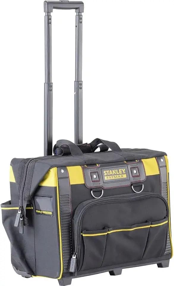 STANLEY FatMax Werkzeugkoffer mit Rollen Werkzeugbox rollend Werkzeugkasten - Werkzeugkiste (mit leichtgängigen Rollen, strapazierfähige, große Öffnung, Teleskopgriff, Maße 50x36 x41 cm) FMST1-80148