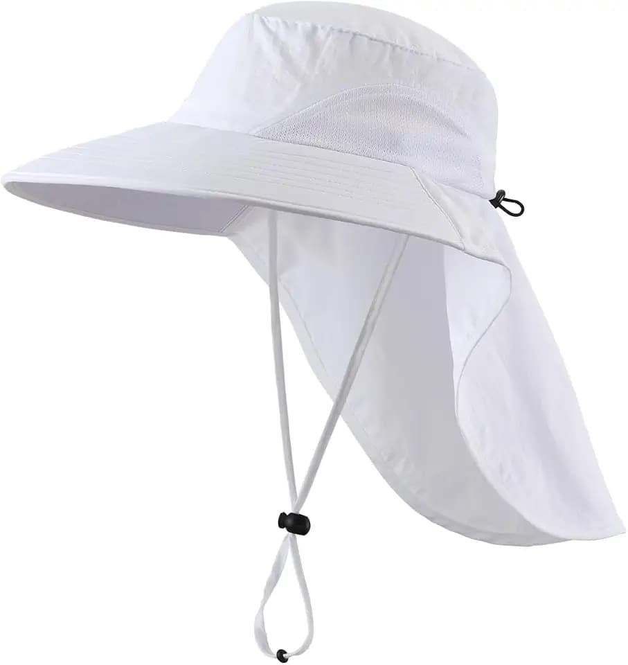 Herren Damen Outdoor-Sonnenhut mit Nackenklappe breiter Krempe Netzstoff UV-Schutz Hut Angelhüte