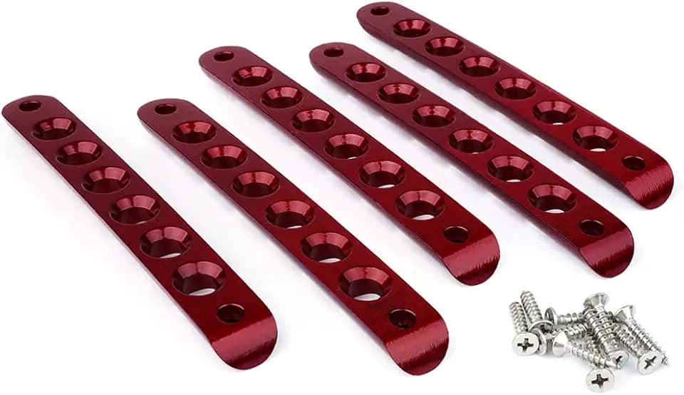 5 Red Door Handle Inserts Cover Trim Compatible with 07-18 Jeep JK JKU 4Dr
