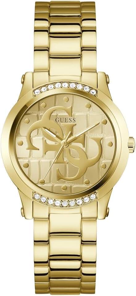 Guess GT Annette Damen Armbanduhr, Edelstahl, 26 mm, Edelstahlarmband, Farbe: Gold, 1 bar, Zifferblattfarbe: Gold, Zirkonia, GW0861L2