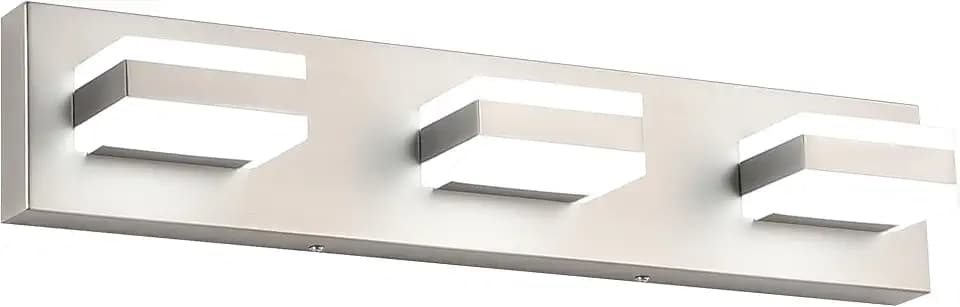 SOLFART Bathroom Vanity Lights Over Mirror Brushed Nickel Bathroom Light Fixture 3 Light Led Lights for Bathrooms Vanity Lights for Bath Nickel ETL Listed