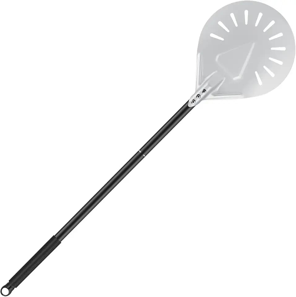 Pizzaschieber, 7 Zoll Harteloxierte-pizzaschaufel, Perforierter-Pizzaschieber 52cm abnehmbarem Metallgriff für Hausgemachtes-Brotliebhaber