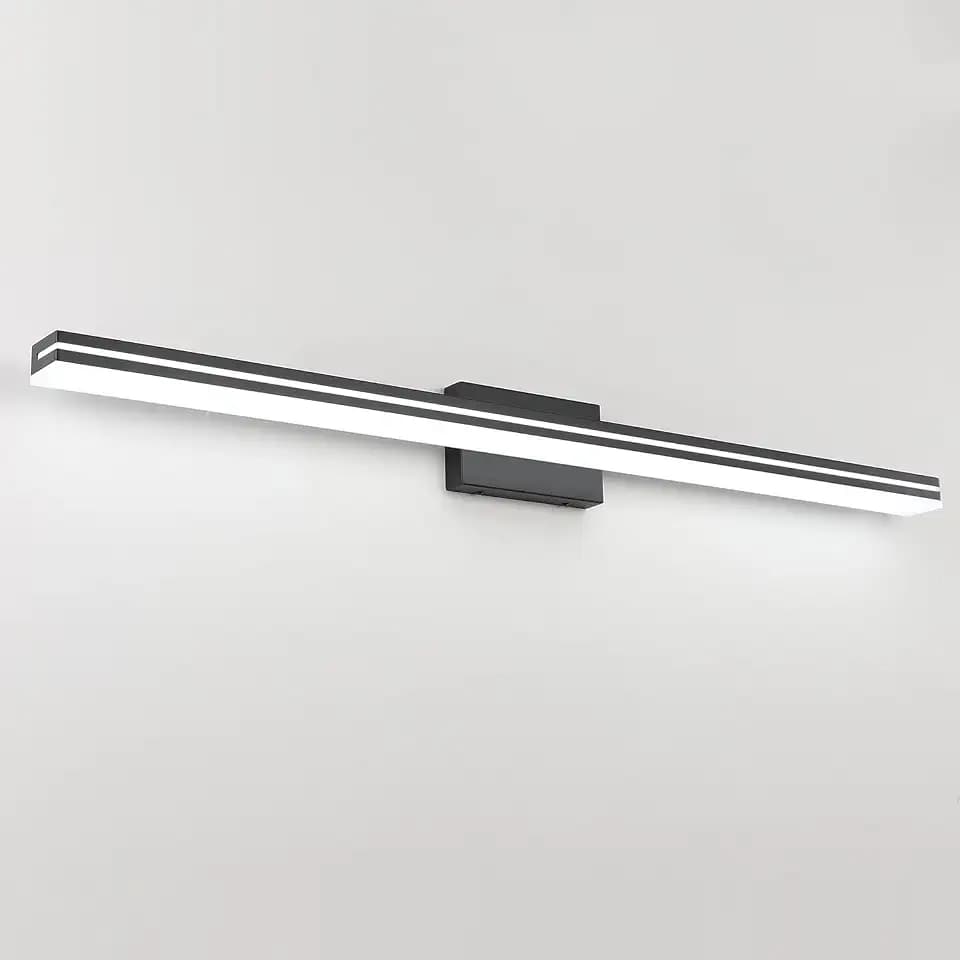 SineRise 48-Inch LED Modern Bathroom Vanity Light Bar, Matte Black Modern Acrylic Bathroom Wall Lighting Fixtures Over Mirror (Cool White 6000K)