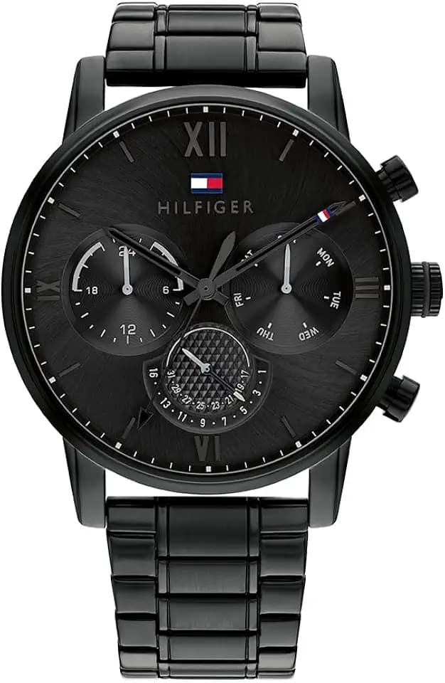 Tommy Hilfiger Multi Zifferblatt Quarz Uhr für Herren mit Silbernes Edelstahl Mesh oder Link Gliederarmband