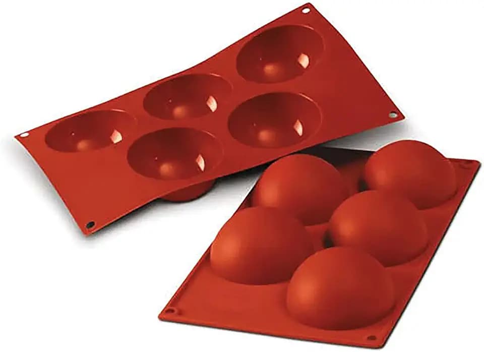 silikomart | SF001 Silikonform für Monoportionen SEMISFERA, antihaftbeschichtet, 5 Kavitäten, Packung mit 1 Kuchenform, Ø 80, h 40 mm, Made in Italy