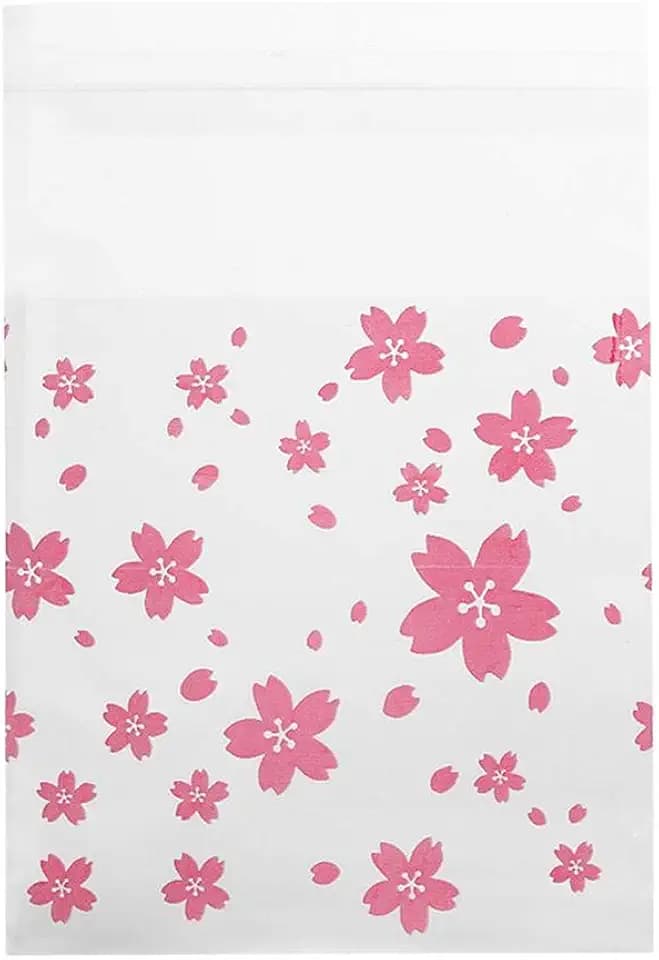100 stücke Hochzeit Süßigkeitstasche Blume Muster Geburtstag Kunststoff Cookie Keks Süßigkeitstasche(Oriental cherry 7*7CM)