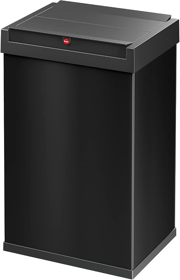 Hailo Big-Box Swing L Mülleimer - 1 x 35 Liter - selbstschließender Schwingdeckel - Stahlblech - Müllbeutel-Klemmrahmen - Mülleimer Küche rechteckig - Abfalleimer made in Germany - schwarz