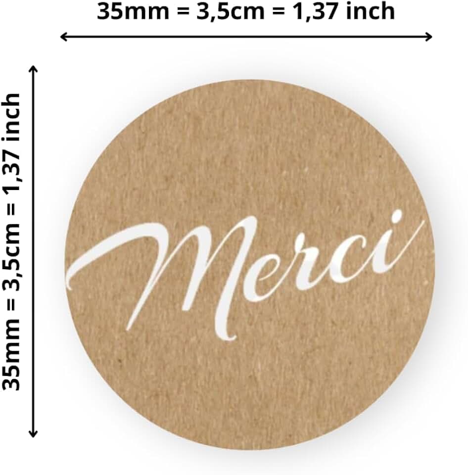 Avery - 140 Etiketten, rund, selbstklebend – 35 mm – Recyclingpapier – Krafteffekt – 4 Bögen A4 Dankesaufkleber für Hochzeit, Handwerk und Partys