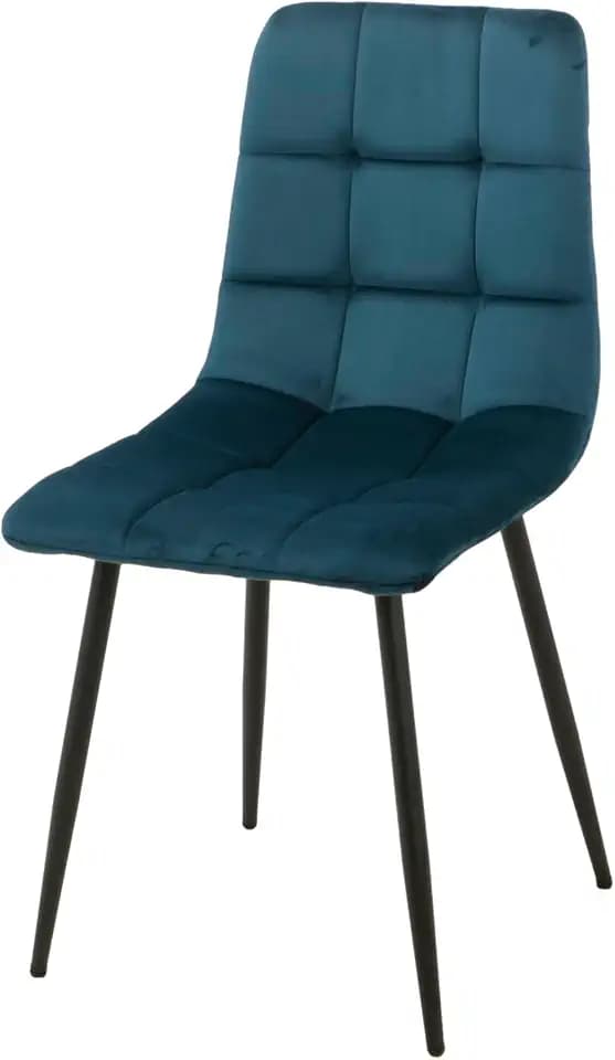 SILLA TAPIZADA AZUL PATAS METAL