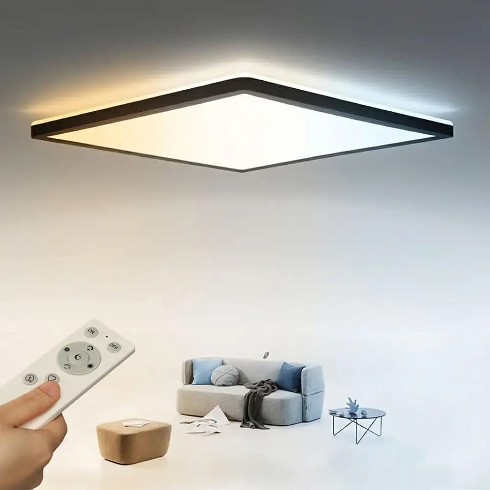 LED Deckenleuchte Dimmbar mit Fernbedienung, LED Panel Eckig, 24 W, 2400 lm, 3000-6000 K, 30 cm, für Schlafzimmer/Küche/Wohnzimmer, Schwarz