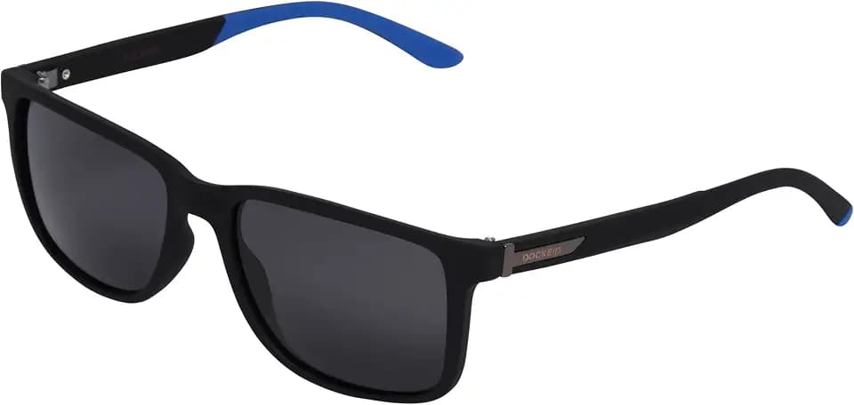 Dockers Men's Ivar Sunglasses Rectangle, Black, 56mm