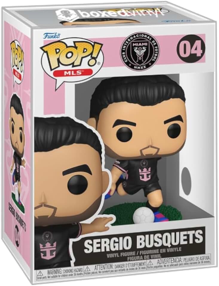MLS Inter Miami CF: Sergio Busquets (Away) #04 - Bundle with BoxedVinyl Soft Protector Case - Compatible with Funko Pop! Vinyl Figures