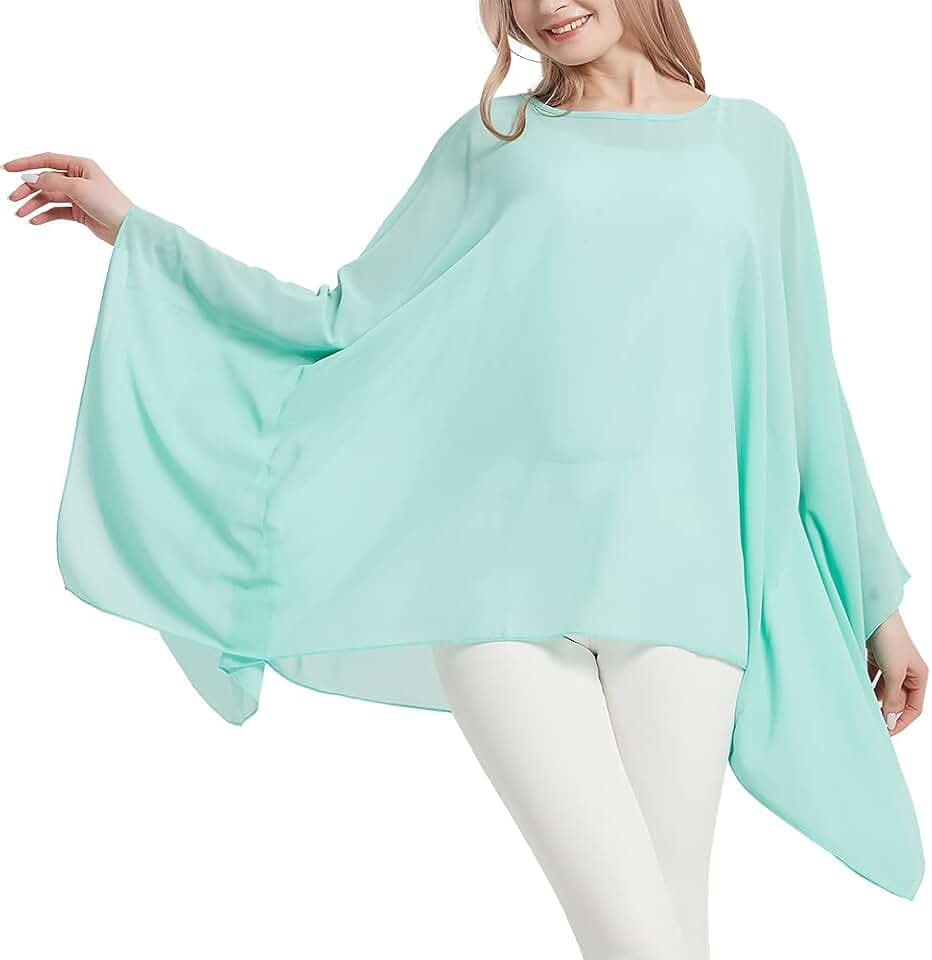 CuteSwan Ladies Womens Chiffon Lagenlook Batwing Sleeve Casual Loose Kaftan Tunic Top Blouse