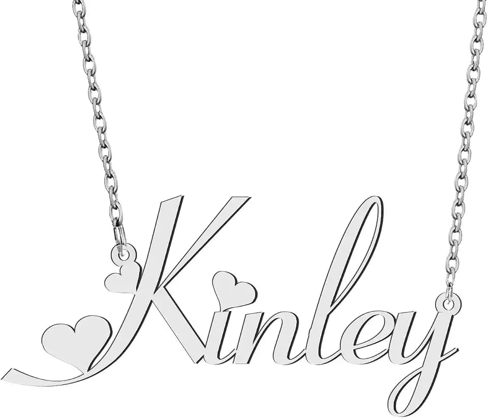 Kinley Name Necklace Personalized Customized Nameplate for Women Silver Stainless Steel Jewelry, Gold