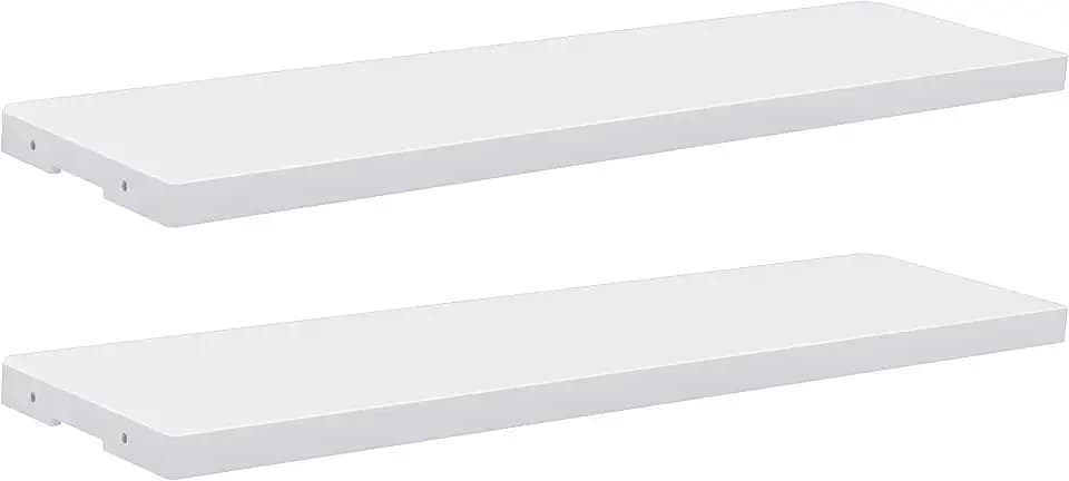 DWVO 2-Pack Resin Storage Shed Shelves, Fit for 35 Cu. Ft. Horizontal Shed 4.3x2.5x3.4 FT, 47" x 12.6" Waterproof Shelves with 8 Screws, 44 lbs Capacity, Easy to Assemble, Gray