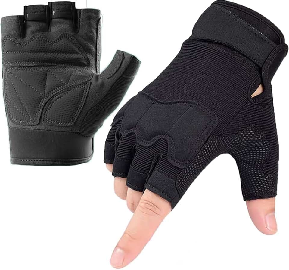 Fingerlose Halbfingerhandschuhe Herren Damen, rutschfeste Fingerlose Handschuhe for Outdoor-Sportarten, Radfahren, Motorradfahren, Wandern, Klettern, Autofahren, Arbeiten, Camping