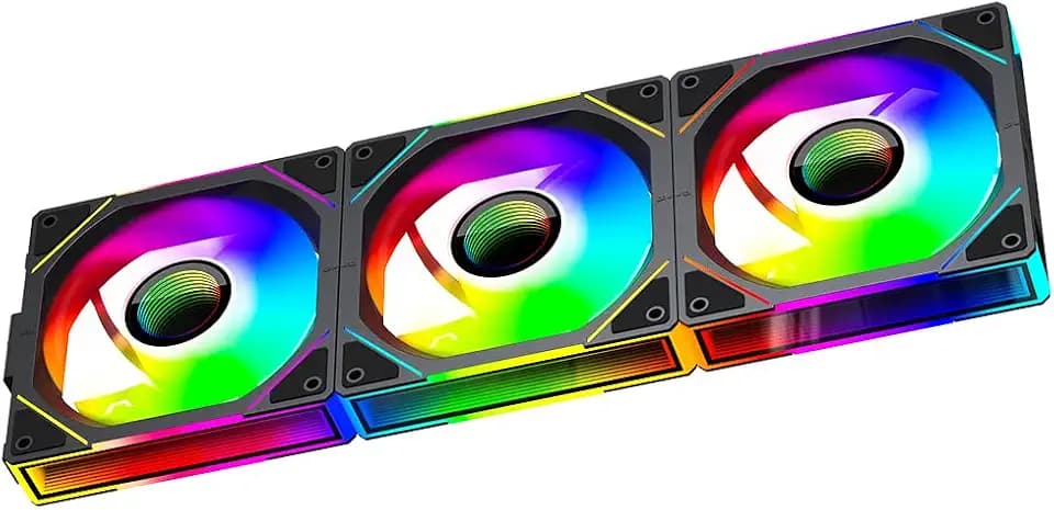 Interstellar V1 120mm PC Reverse Blade Case Fan, Infinity Mirror Module Daisy-Chain 5V ARGB PWM PC Fan Triple Pack Suitable for Computer Case & CPU Cooling(Black-3 Pack)
