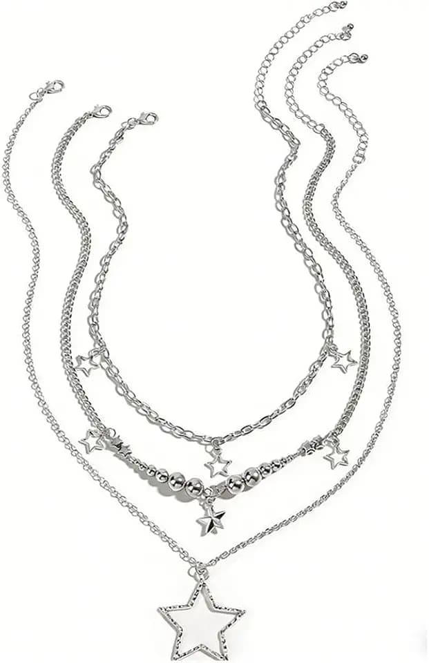 Silver Star Necklace Star Pendant Necklace Fashionable And Avant Garde Cubic Zirconia Rotating Stars Necklaces Pentagram Necklace Can Be Worn By Both Men And Women Jewelry
