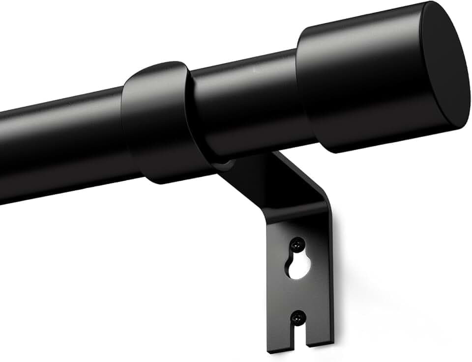 Schwarz Gardinenstange 76-228 cm, 25mm Vorhangstange Ausziehbar Curtain Rod Gardinenstangen für Fenster Outdoor (Schwarz Matt, 76 to 228 cm)