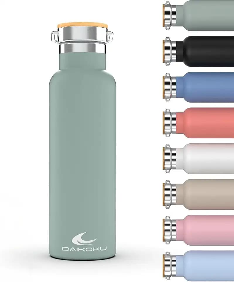 Daikoku Flasche, Doppelwandige Thermosflasche aus Edelstahl, Thermosflasche, die Getränke stundenlang heiß oder kalt hält, zwei Verschlüsse