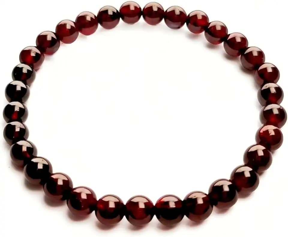 6mm Wine Red Natural Garnet Elastic Bead Bracelet for Women