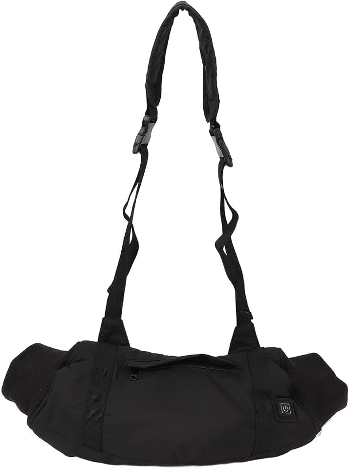 USB Beheizter Muff Handwärmer, 3-stufige Temperaturregelung, Wasserdichtes Außenmaterial mit Verstellbarem Gurt und Reißverschlussfach, für Outdoor, Skifahren, Wandern, Jagen und Camping