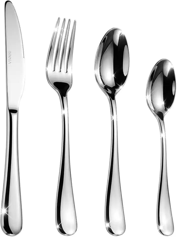 VIVANI 16 Piece Silverware Set for 4, Nickel Free Stainless Steel Cutlery