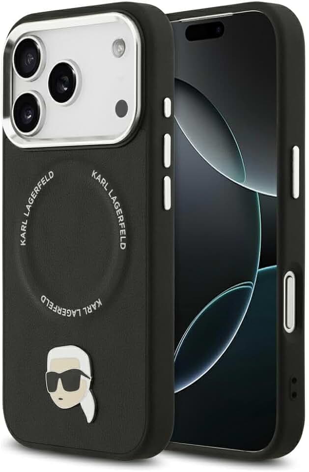 CG MOBILE Karl Lagerfeld Karl Pin kompatibel mit MagSafe Hülle für iPhone 17 Pro (Schwarz)