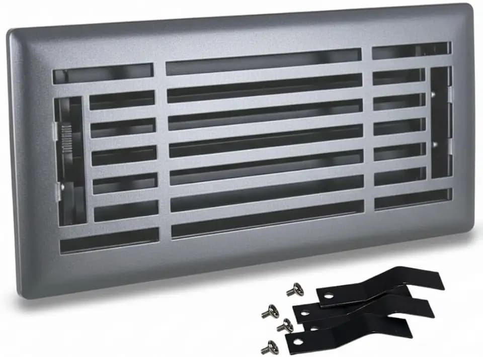 4" x 10" Linear Design Steel Floor Register in Granite Grey Finish with mounting Clips for Floor or Side Wall Decorative Air Vent Covers- Floor Register 4” x 10”