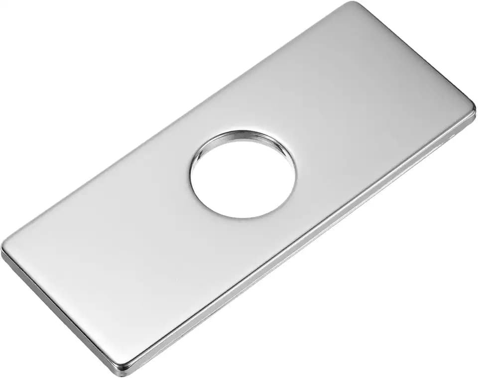 QUARKZMAN 6-Zoll-Abdeckung für Wasserhahnlöcher in der Spüle, quadratische Deckplatte aus Edelstahl, Wasserhahn-Rosette, Küchenspülenplatte, silber