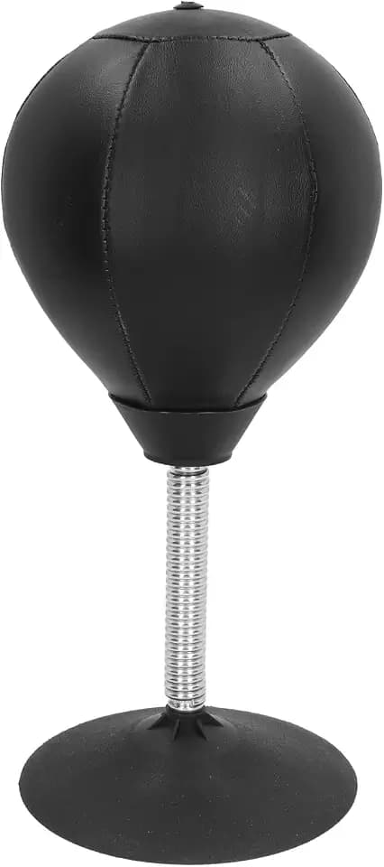 Tisch Punchingball mit Saugnapf, Mini Speed Boxball Schreibtisch, Freistehender Stressabbau Boxbirne für Büro & Zuhause, Desktop Boxsack zum Stressabbau und Boxtraining (Schwarzer)