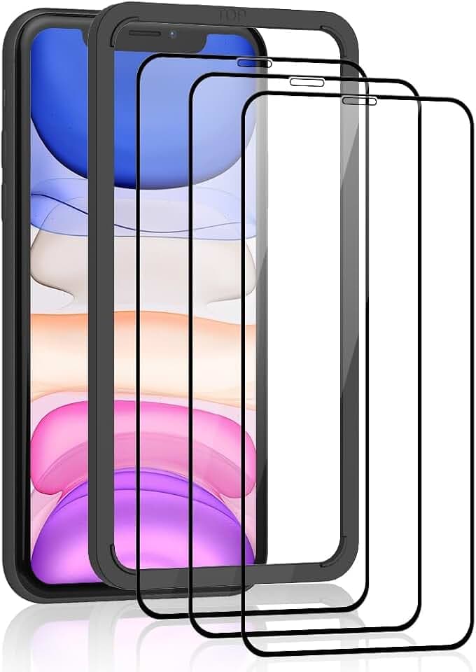 IQShield Panzer Schutz Glas für iPhone 11/ iPhone XR, 3 Stück Panzer Schutzfolie, 3D Runde Kante Glas Displayschutz, 9H Härte Glasfolie, HD Klar Glasschutz, Anti-Kratzen Panzerfolie