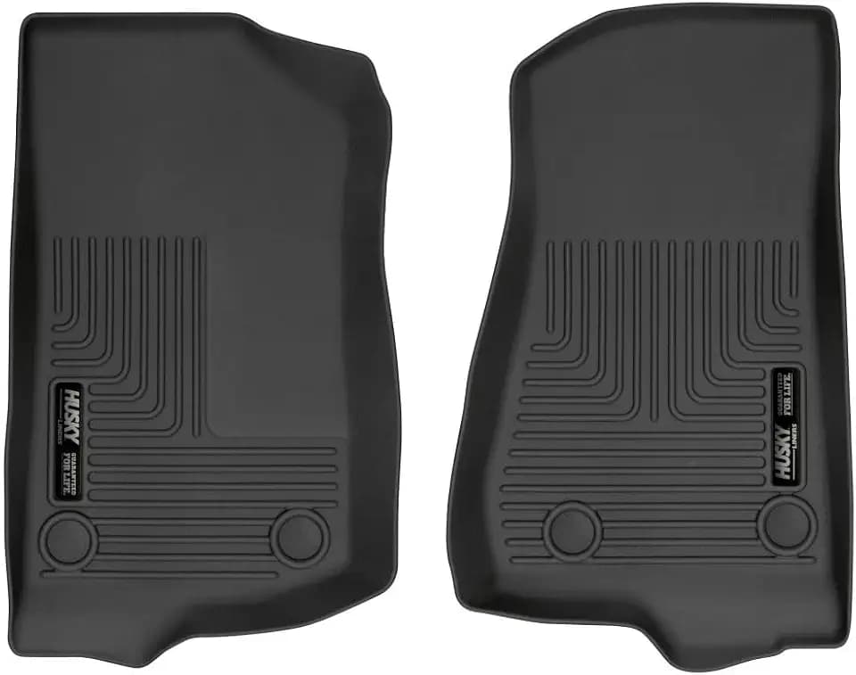 Husky Liners Weatherbeater Floor Mats | Fits 2018-2026 Jeep Wrangler JK/JL & 2020-2026 Jeep Gladiator | Front Row, 2-pc Black - 13021