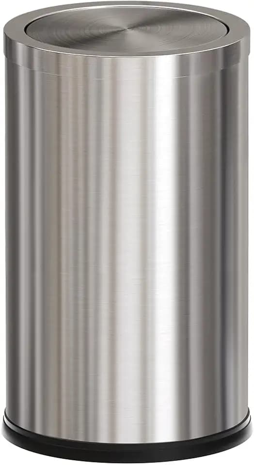 4.8GALStainless Steel Bathroom Trash Can with Lid, Silver Trash Can with Flipping Lid, Garbage cans for Kitchen，Living Room,Dental Office，Hotel,Guest Room(4.7gal-Silver)