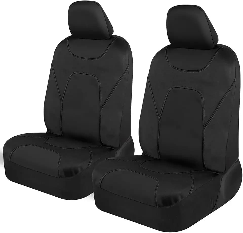 Motor Trend AquaShield Waterproof Front Seat Covers, Black Seat Covers for Cars – Neoprene Front Car Seats Cover, SUV Seat Covers Protector - Car Interior Cover for Auto, Trucks, & Dog Owners
